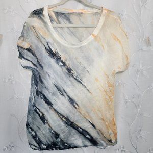 Marble Tie- Dye, Semi Sheer, Short Sleeve Shirt